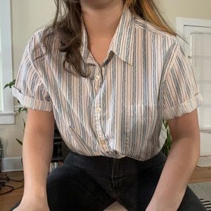90s cotton button down perfect condition. White w blue, pink, and maroon stripes